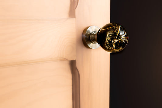 Botanical Resin Door Knobs – Midnight Dandelion Edition Handmade Internal Door Handles | Luxury Nature Hardware