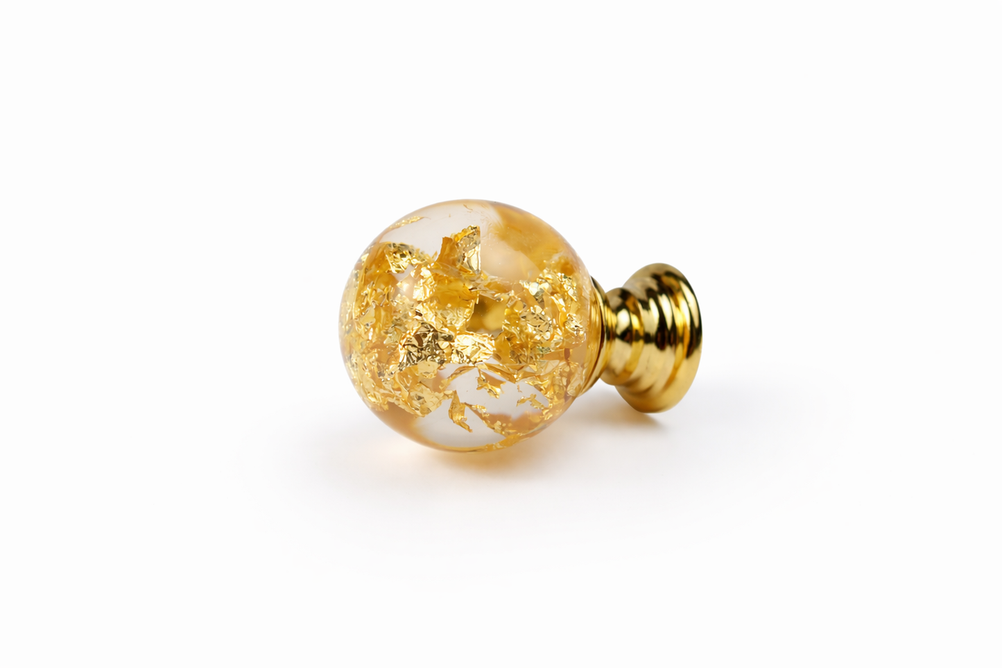 Gold Leaf Resin Cabinet Knob – Luxury Handmade Drawer Knob with Real Gold Flakes