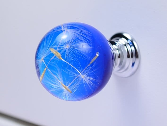 Real Dandelion Seeds Drawer Dresser Furniture Knobs Handmade Gift Blue Knobs