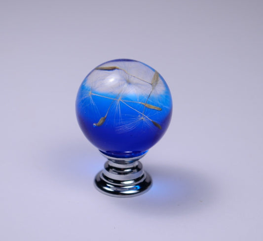 Real Dandelion Seeds Drawer Dresser Furniture Knobs Handmade Gift Blue Knobs