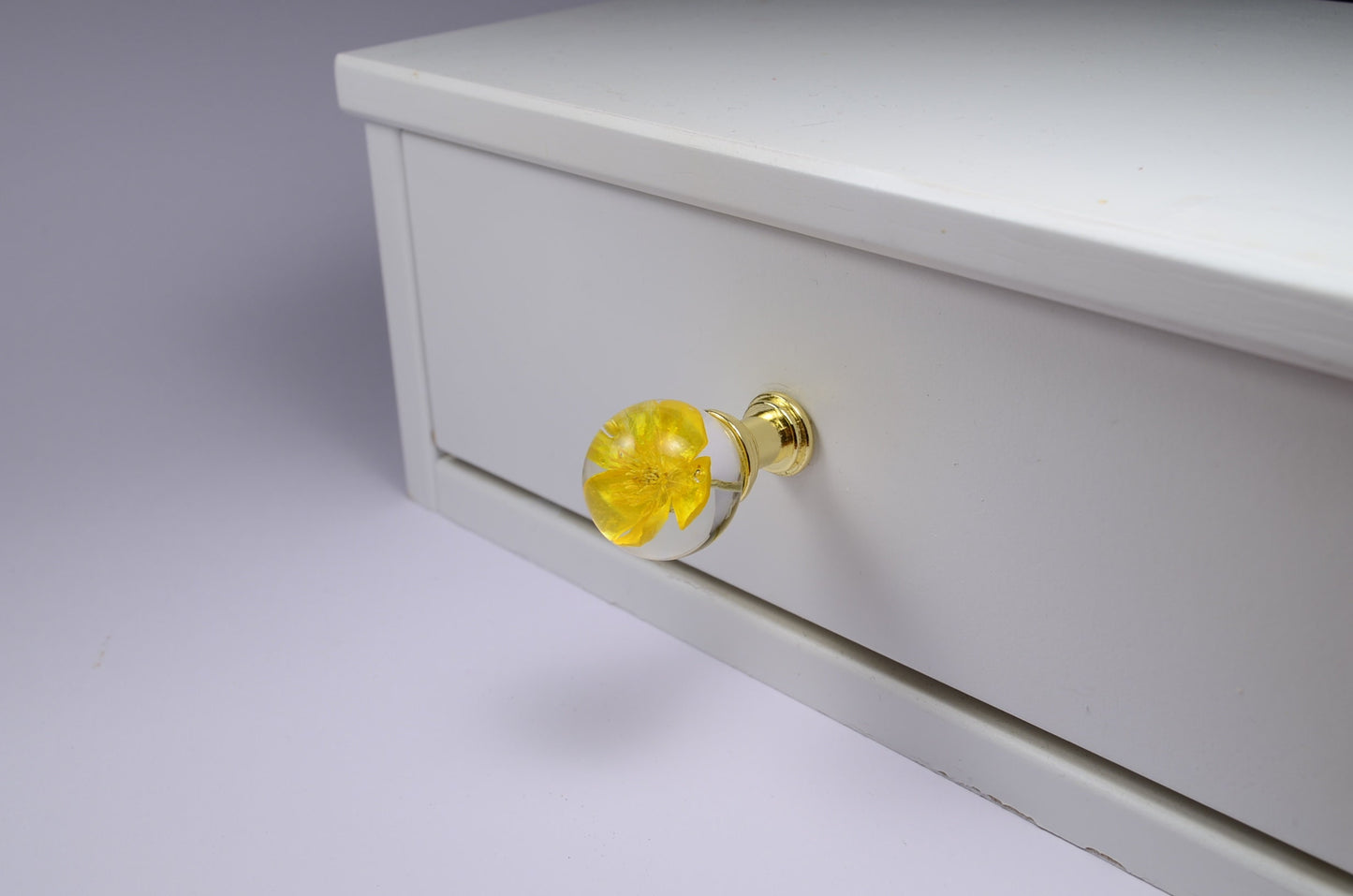 Buttercup Real flower in Resin Furniture Knobs Drawer knobs Cabinet Pull sphere size 30mm