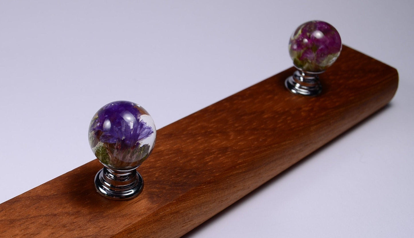 Towel Hanger Unique Handmade with Real Flowers Hydrangea Kitchen Bathroom Rack Wooden Pegs Wall Wooden Hooks Kitchen Towel Rack
