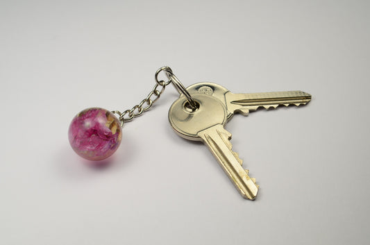 Pink Wildflower in Resin Keychain , Resin flower keychain , Teacher Gifts