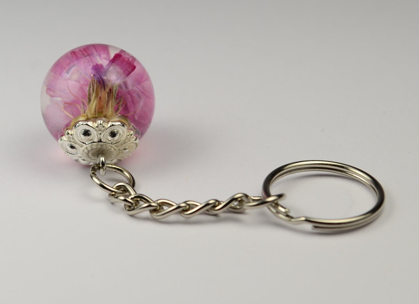 Pink Wildflower in Resin Keychain , Resin flower keychain , Teacher Gifts