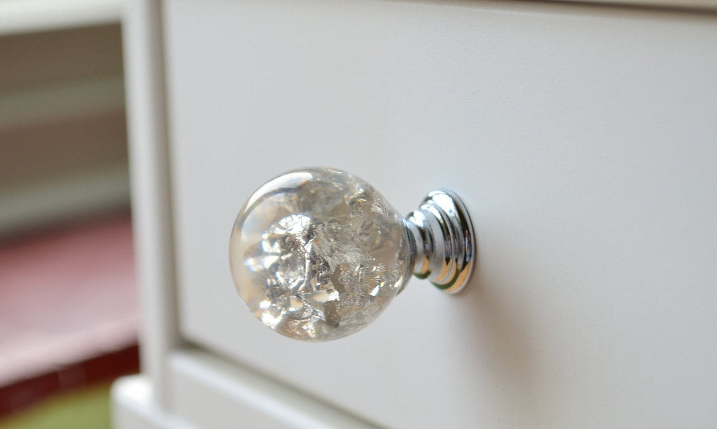 Home gifts , Drawer Knobs with Silver Flakes, Furniture knobs handmade from resin. Mid century modern drawer knobs