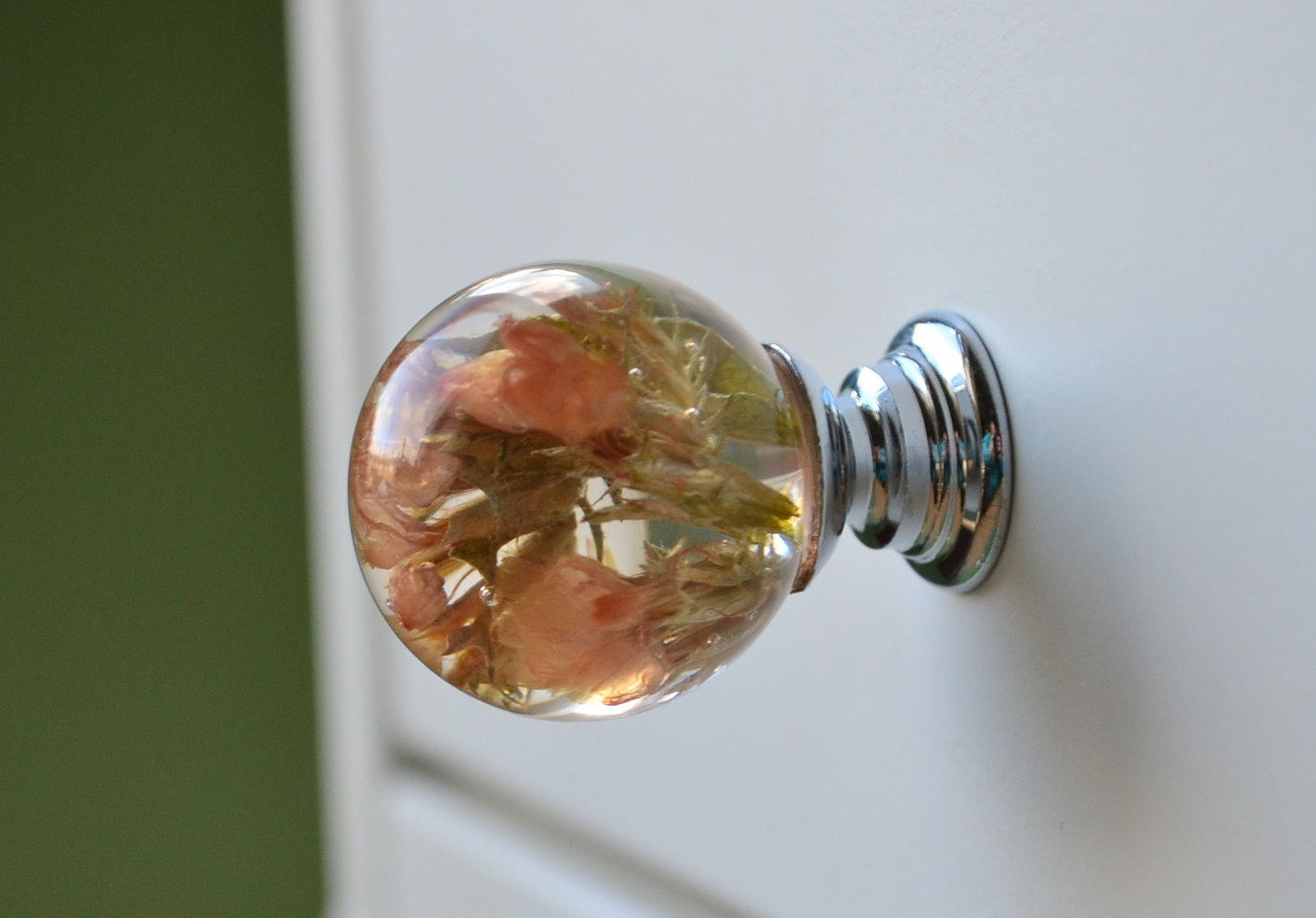 Set of 6 Real Flower Resin Drawer Knobs 28mm, Personalized Gifts , , Door Knobs , Gift for her