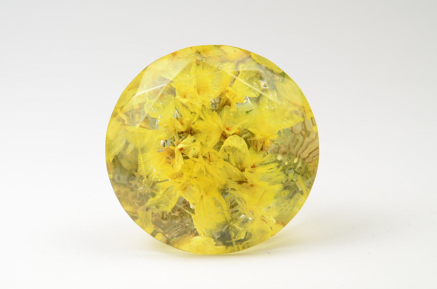 Furniture Knobs with yellow Real flower in resin , Large Drawer knobs , Diamond shape , Kitchen Cupboard Handles , Gifts for Wife