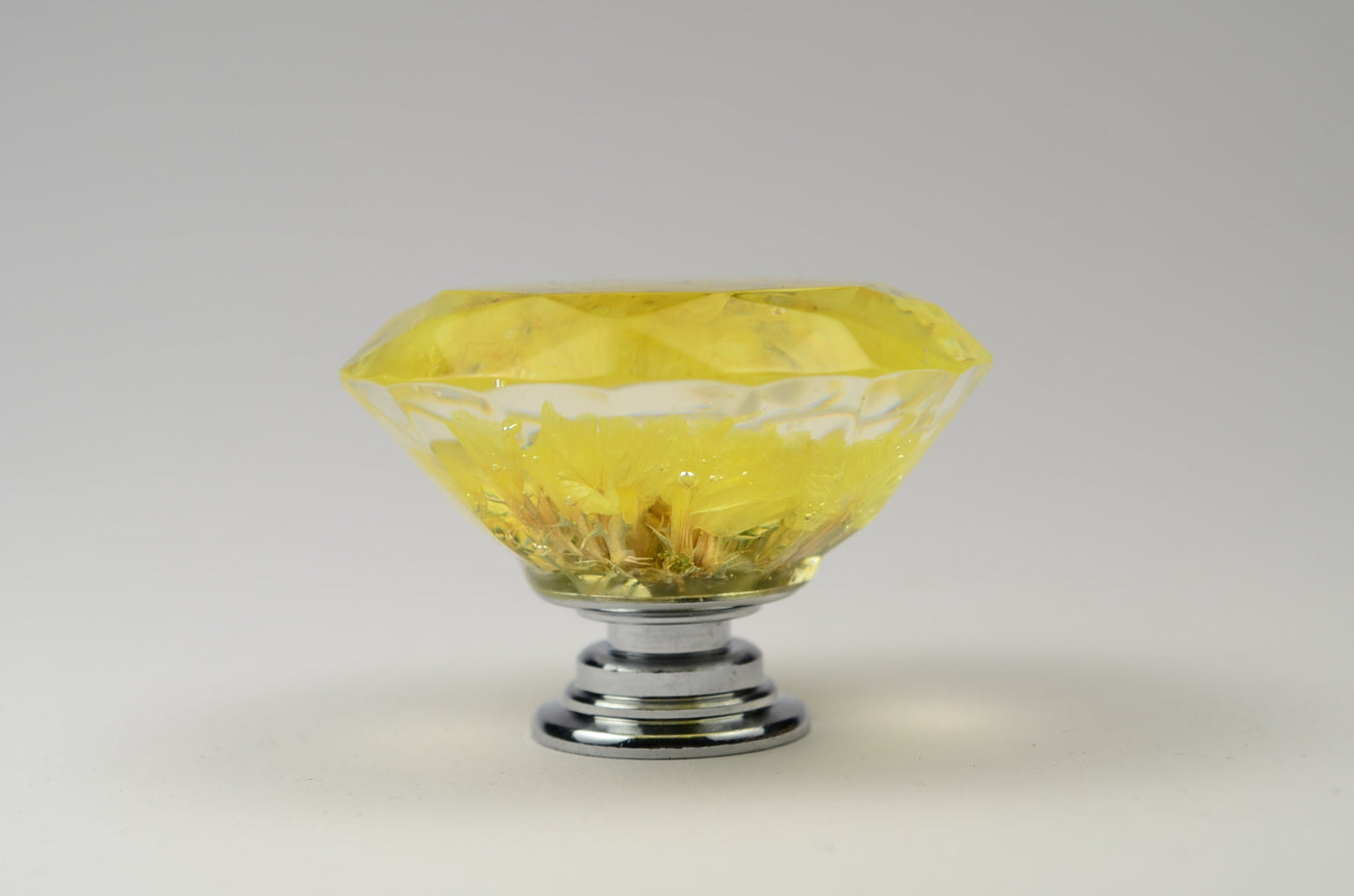 Furniture Knobs with yellow Real flower in resin , Large Drawer knobs , Diamond shape , Kitchen Cupboard Handles , Gifts for Wife