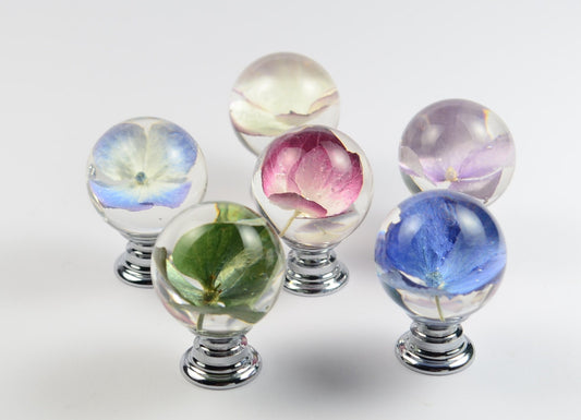 Personalized gifts Set of 6 Real Hydrangea Flowers Resin Knobs Unique Gift for her drawer knobs home decor