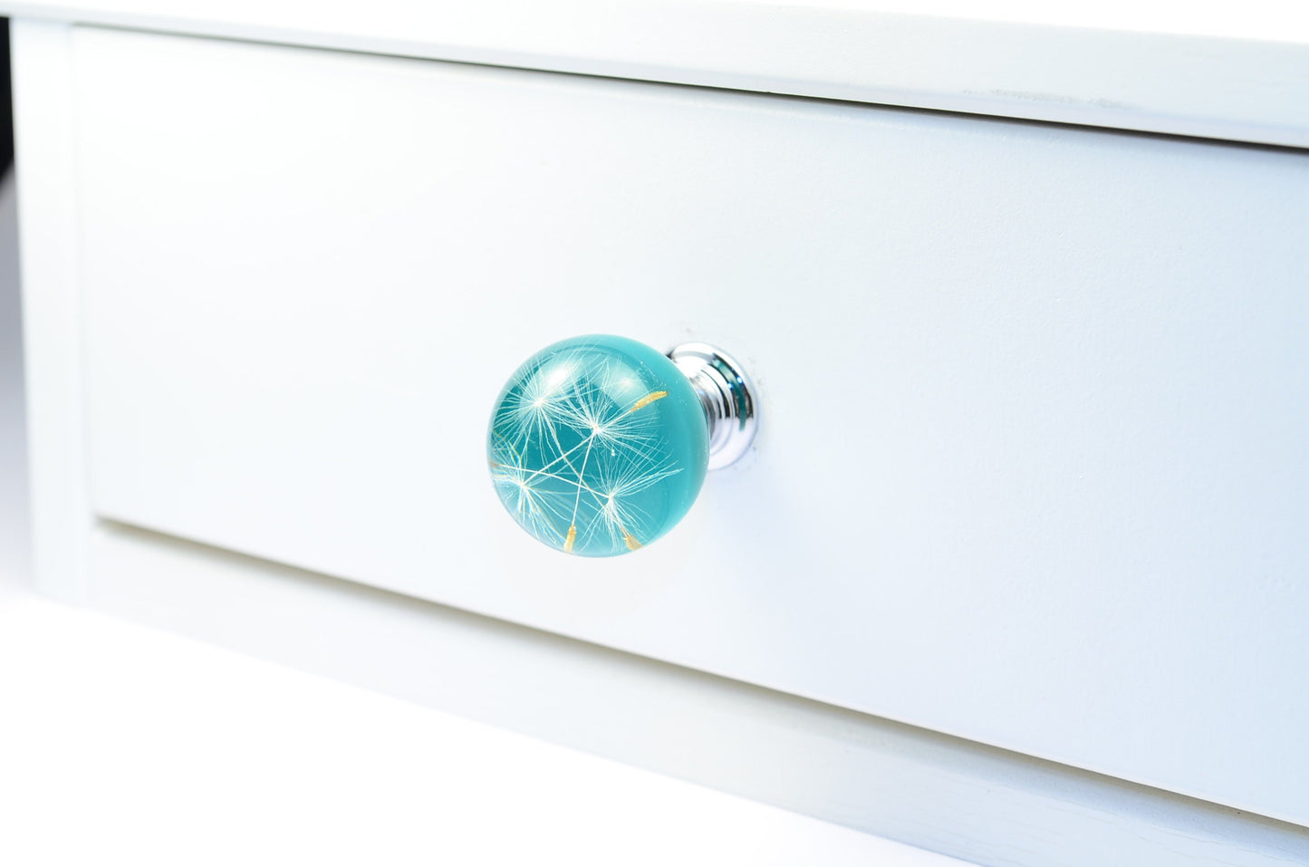 Real Dandelion Seeds Drawer Dresser Furniture Turquoise Knobs, Handmade Gift Door Knobs, Knobs for dresser, Elegant and Stylish Home