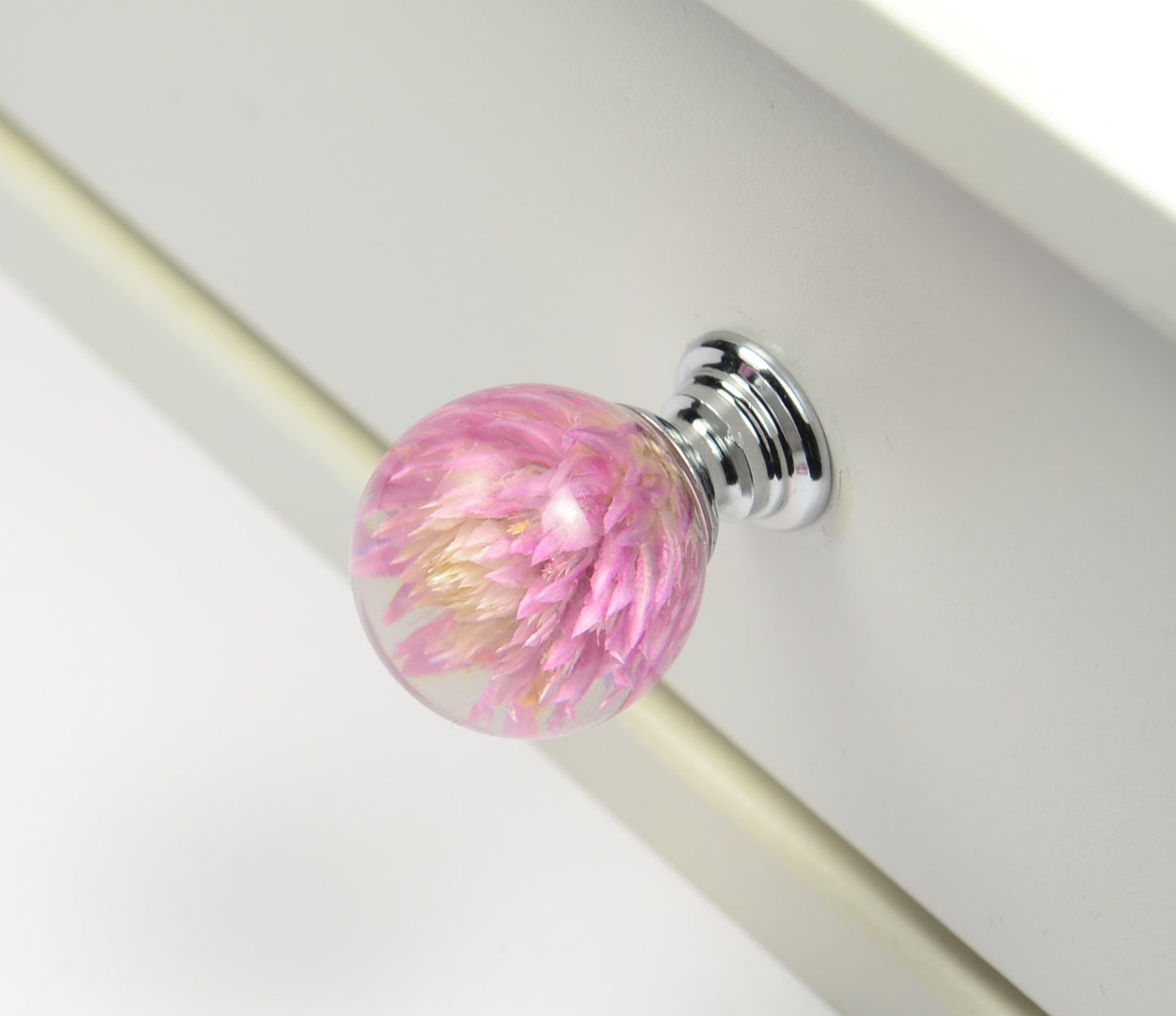 Real flower furniture knob