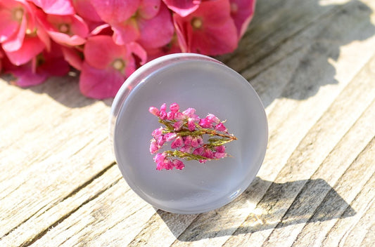 Natural Pink Heather Big Cabinet Knobs, Drawer Pulls, Resin art, Home Decor, Personalized gift, Autumn