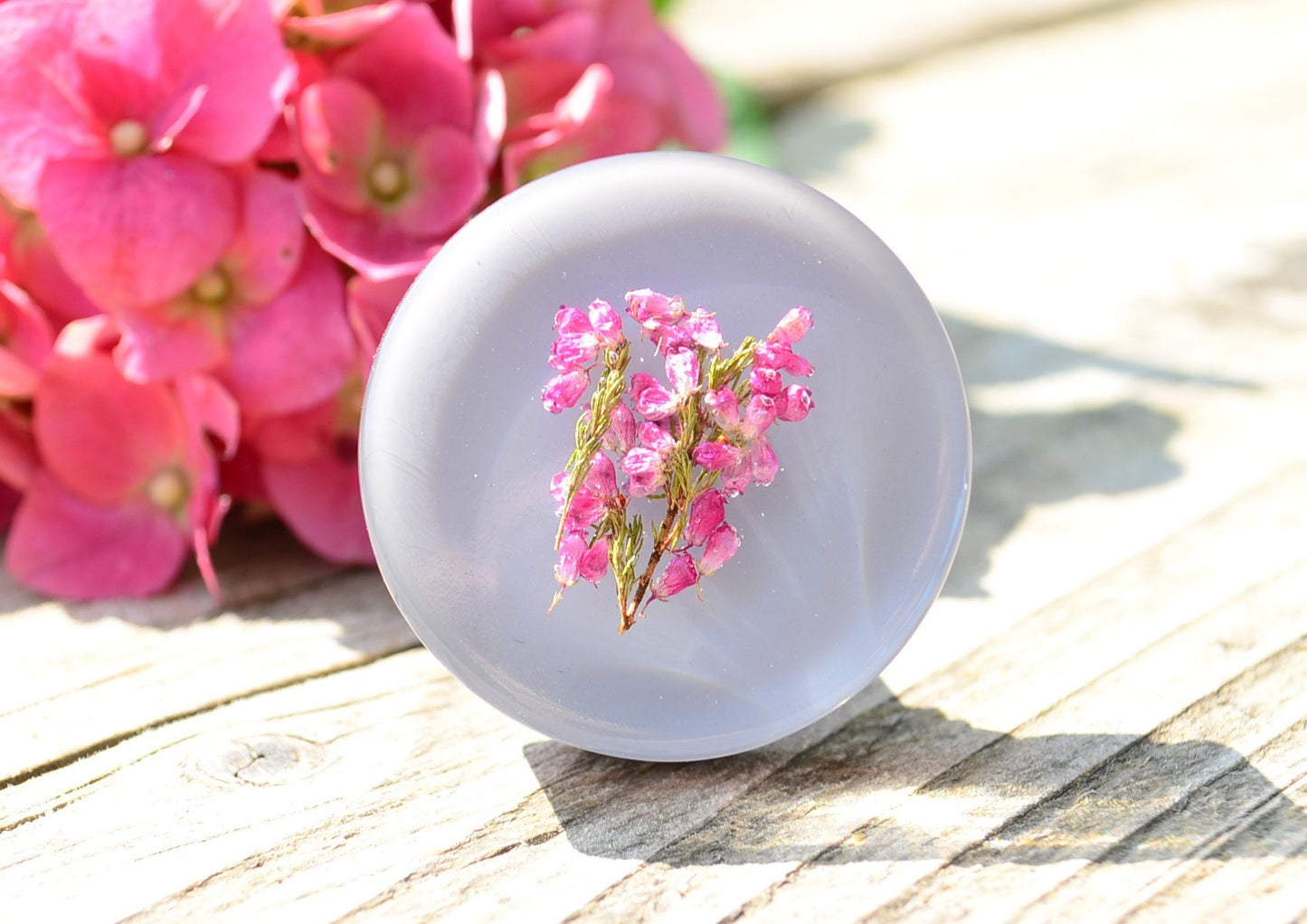Natural Pink Heather Big Cabinet Knobs, Drawer Pulls, Resin art, Home Decor, Personalized gift, Autumn