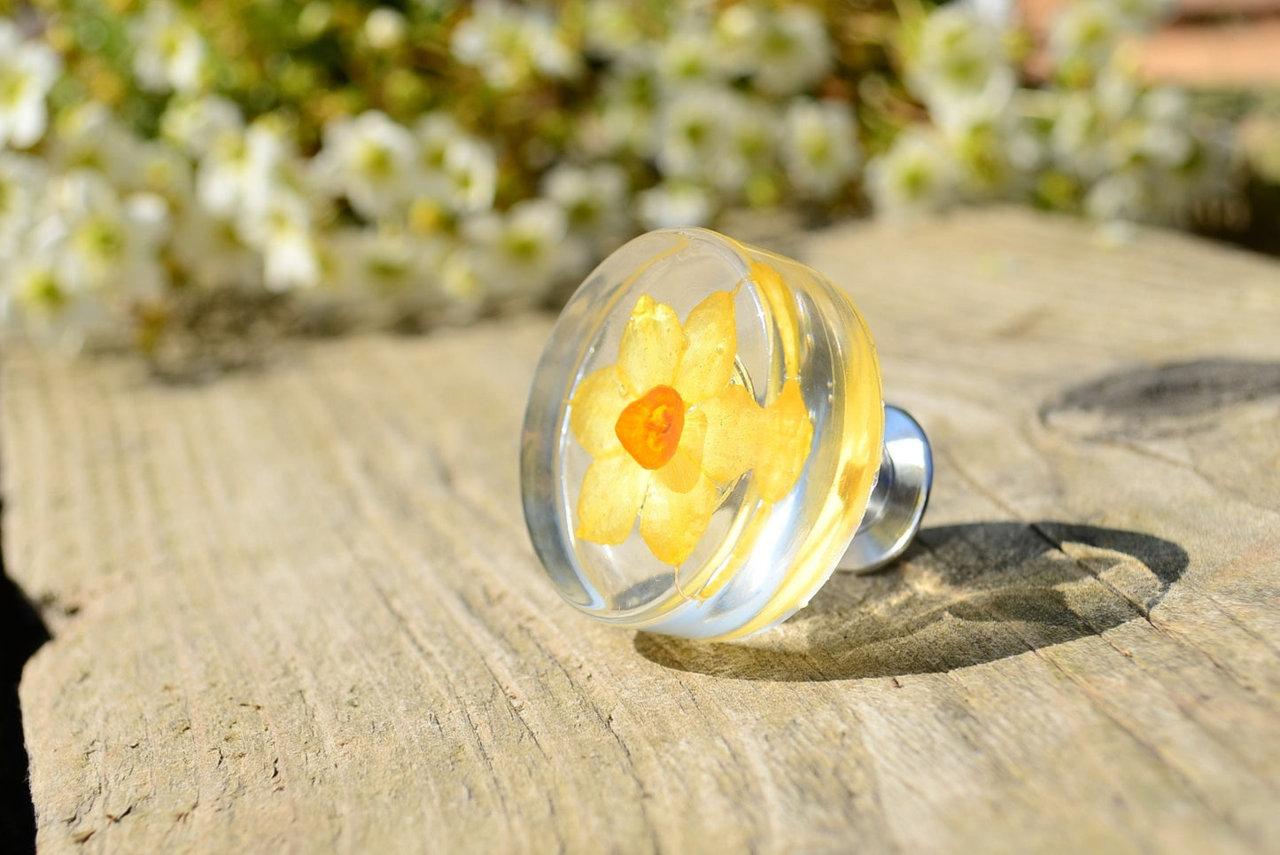 Real yellow daffodil cabinet knobs pulls , Decorative kitchen knobs, yellow hardware