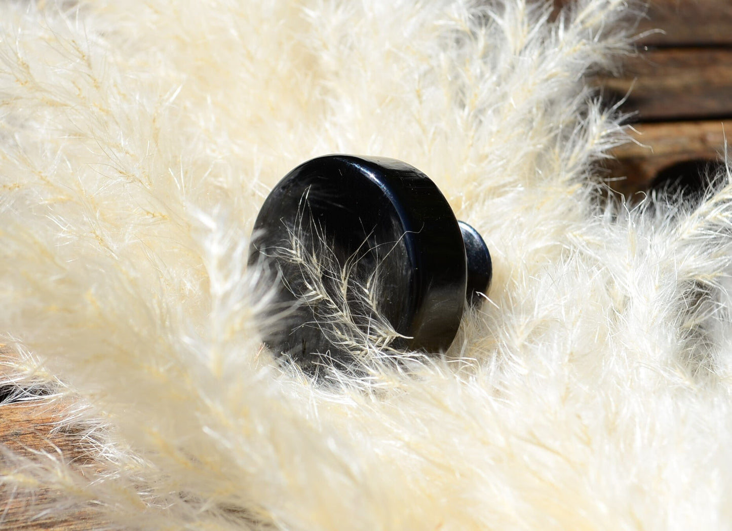 Real delicate grass in cabinet knob in elegant a black version, Summer gift