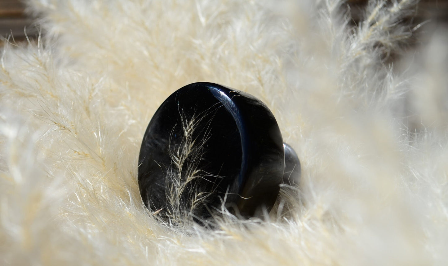 Real delicate grass in cabinet knob in elegant a black version, Summer gift