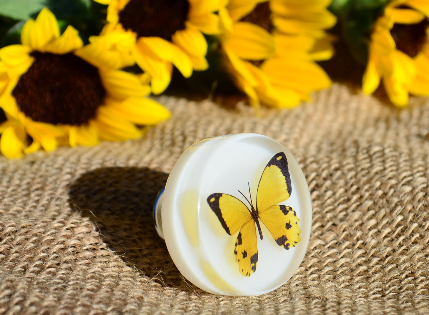 Home Decor, Drawer Knobs Butterfly , Yellow knobs and pulls,