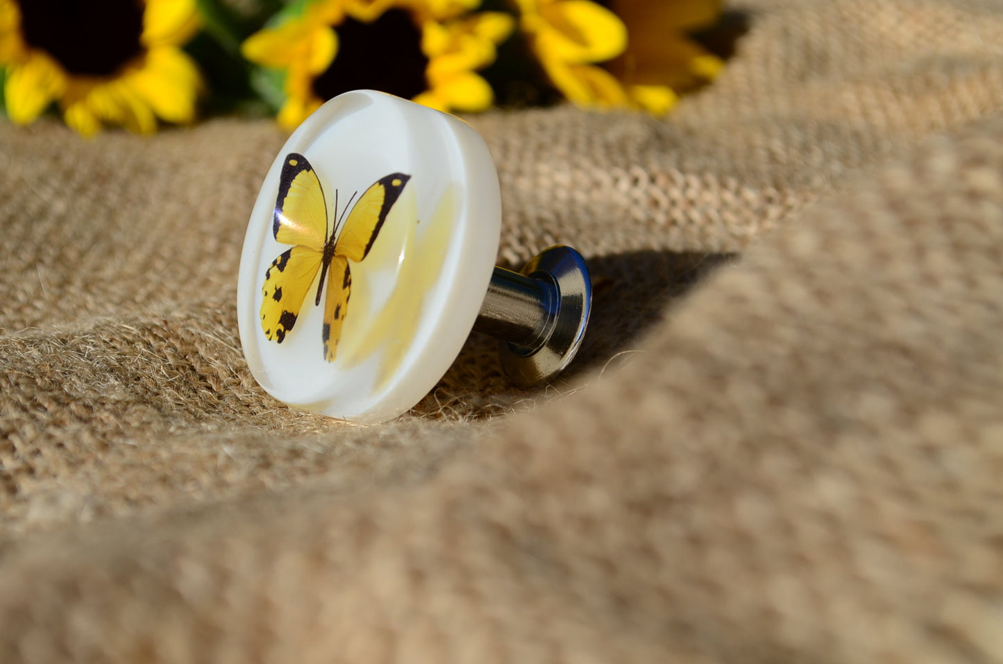 Home Decor, Drawer Knobs Butterfly , Yellow knobs and pulls,