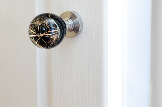 Botanical Resin Door Knobs – Midnight Dandelion Edition Handmade Internal Door Handles | Luxury Nature Hardware