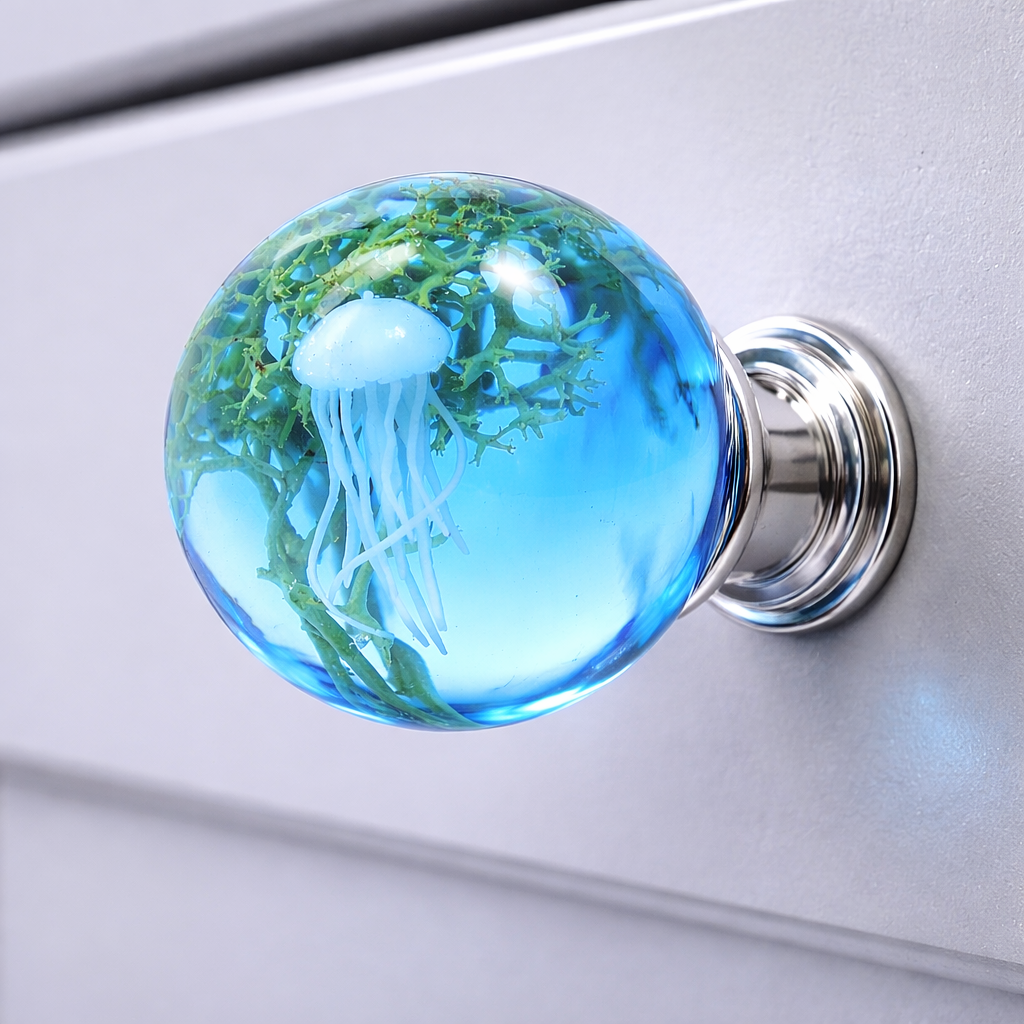 Jellyfish Resin Knob – Luxury Ocean Inspired Cabinet Hardware