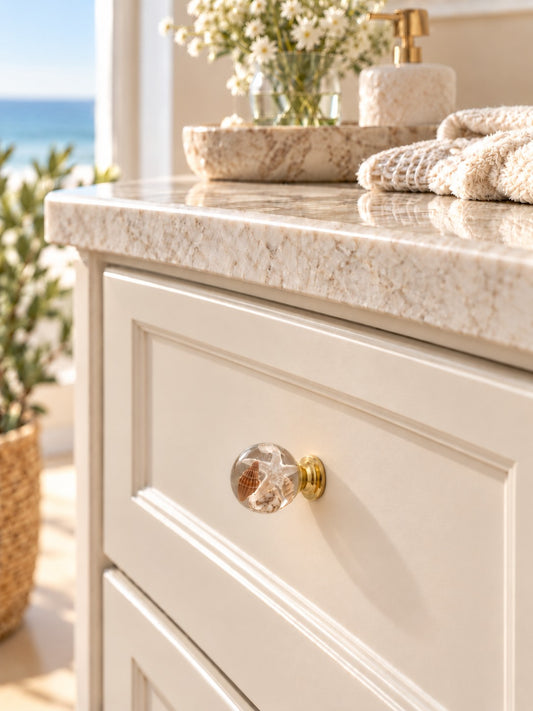 Seashell Resin Cabinet Knob – Real Starfish & Shells Drawer Handle