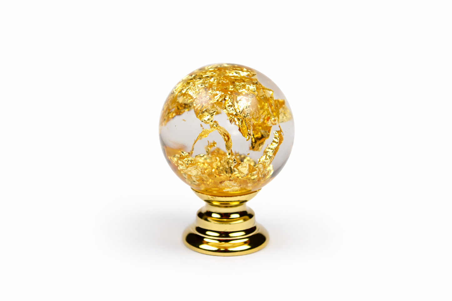 Gold Leaf Resin Cabinet Knob – Luxury Handmade Drawer Knob with Real Gold Flakes