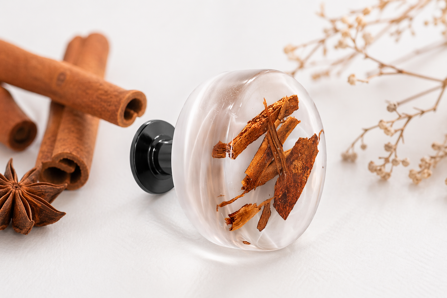 cinnamon resin cabinet knob herbs and spices decor