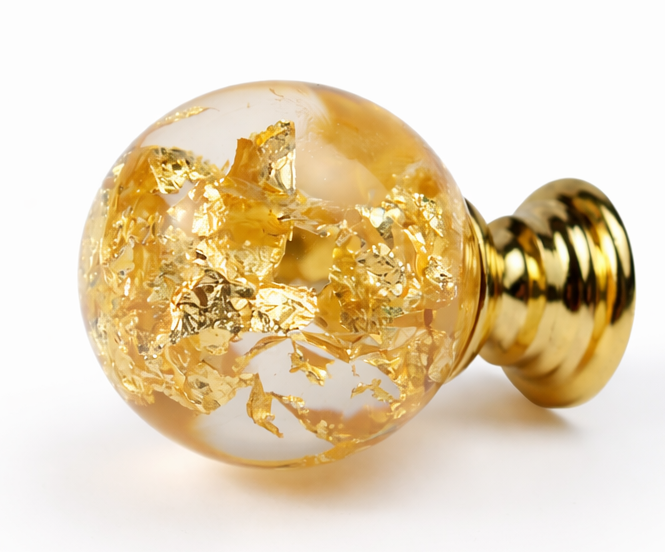 Luxury gold cabinet knob handmade clear resin furniture hardware