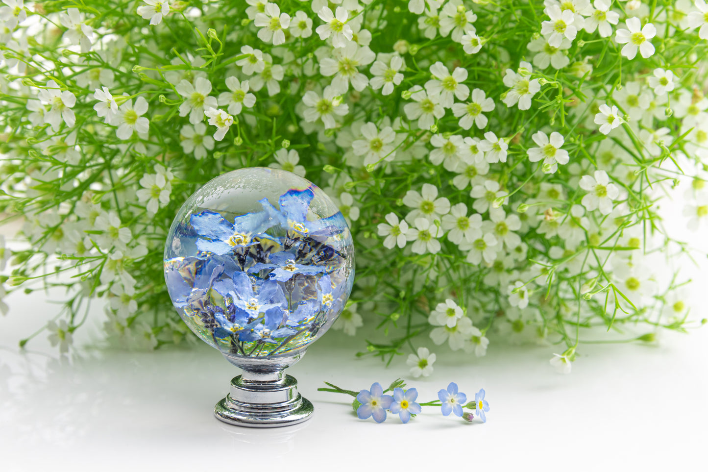 handmade floral cabinet knob transparent resin sphere