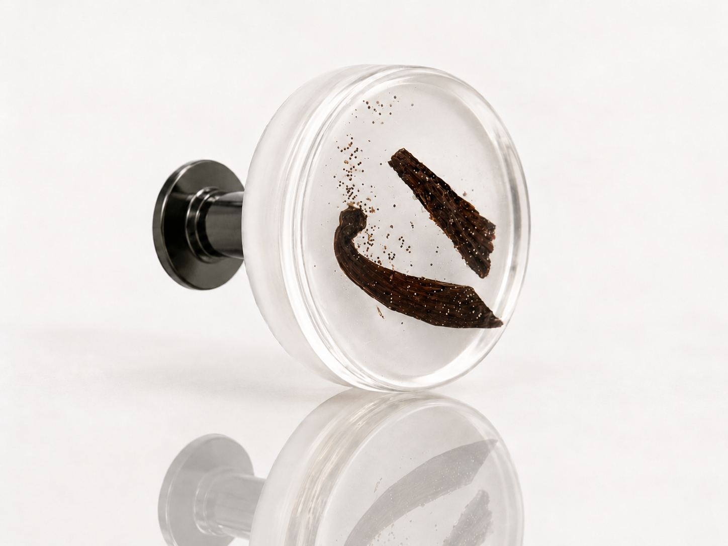 clear resin knob with real vanilla pods