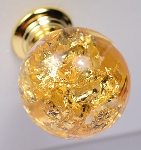 Luxury gold cabinet knob handmade clear resin furniture hardware