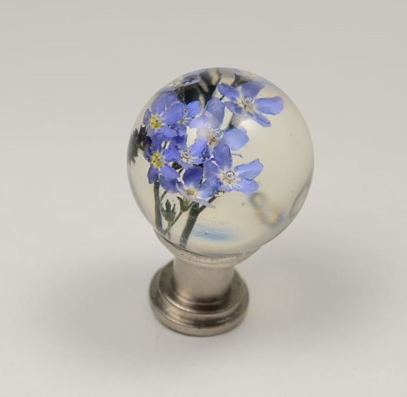 Cabinet Knobs , Forget me not Real flower , Kitchen Cupboard Handles , Dresser Knobs , Knobs for Cabinets