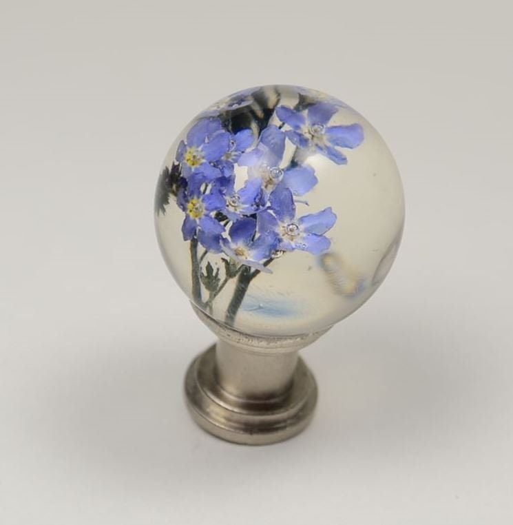 Cabinet Knobs , Forget me not Real flower , Kitchen Cupboard Handles , Dresser Knobs , Knobs for Cabinets