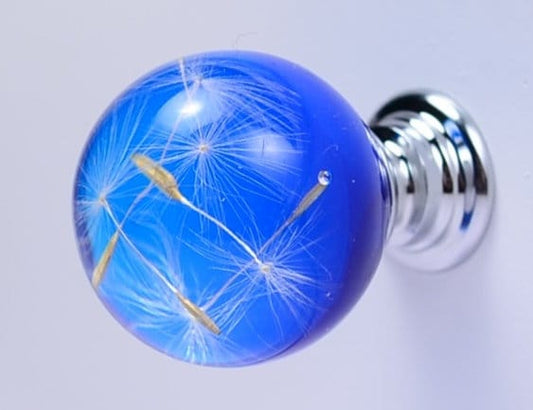 Real Dandelion Seeds Drawer Dresser Furniture Knobs Handmade Gift Blue Knobs