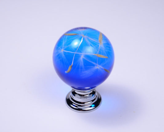 Real Dandelion Seeds Drawer Dresser Furniture Knobs Handmade Gift Blue Knobs