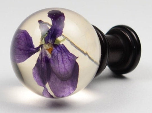Boho Resin Home Accessories, Violet Real Wildflower knob, Cabinet door knobs, Drawer pulls, Unique gift