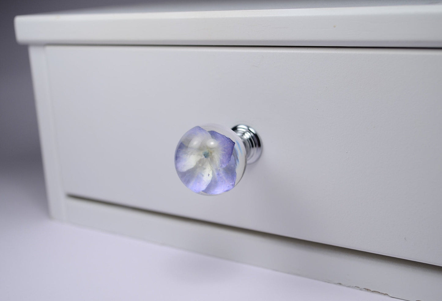 Blue Hydrangea Real Flower Resin Furniture Knobs , Cabinet Handmade Knobs , Special Christmas Gift for Her