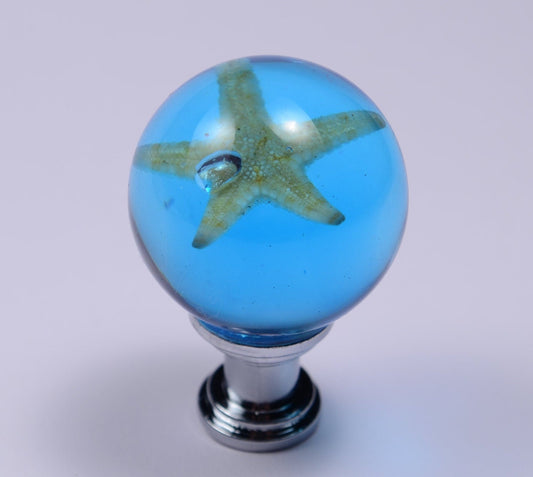 Starfish drawer knob, Ocean blue furniture knobs,