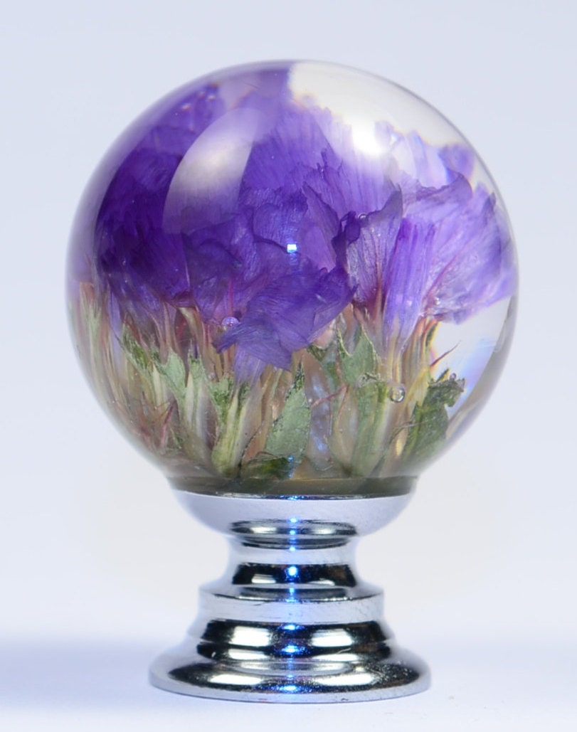 Set of 5 Real Flowers Resin Knobs  Unique Gift