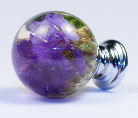 Set of 5 Real Flowers Resin Knobs  Unique Gift