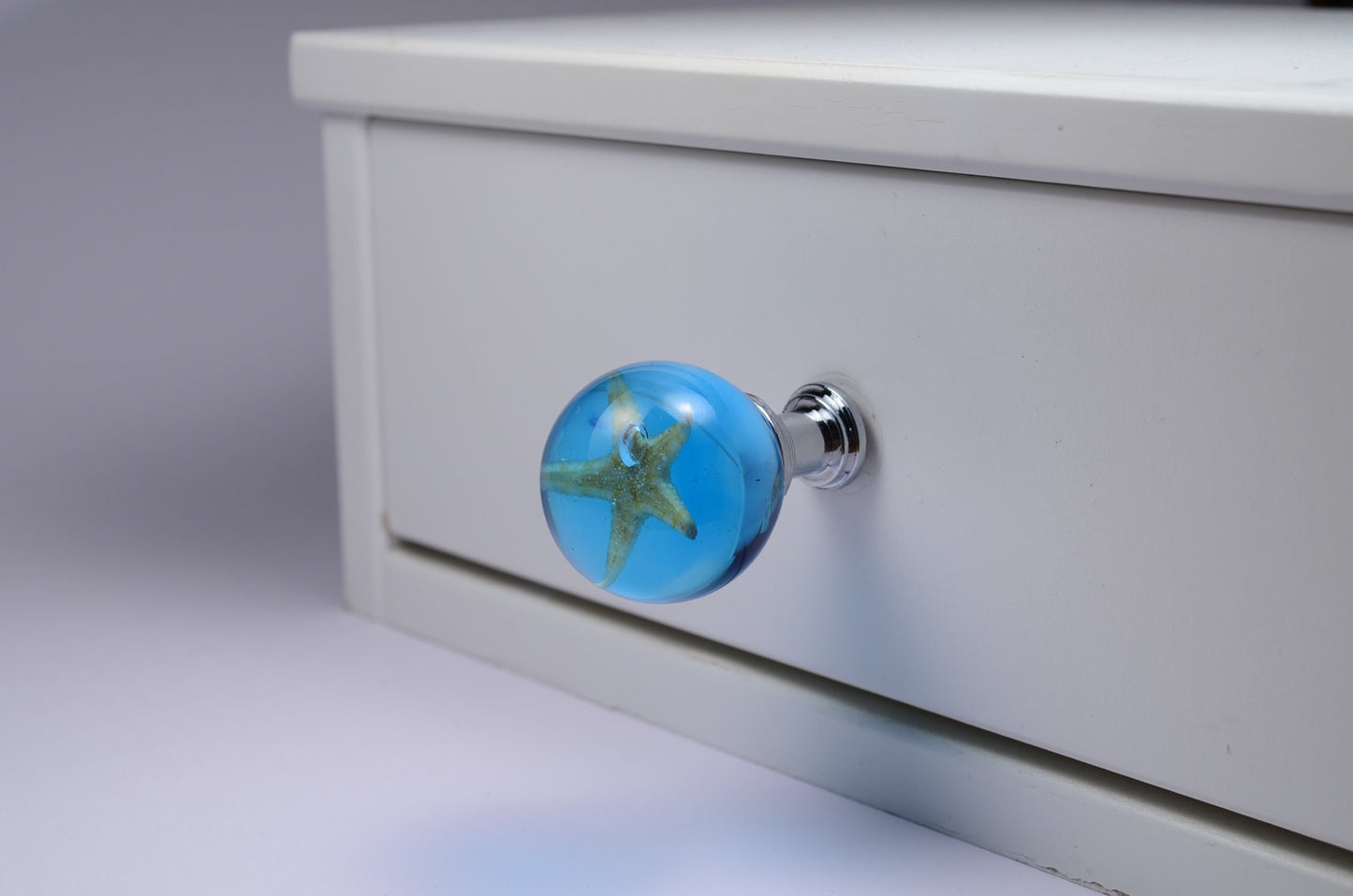 Starfish drawer knob, Ocean blue furniture knobs,