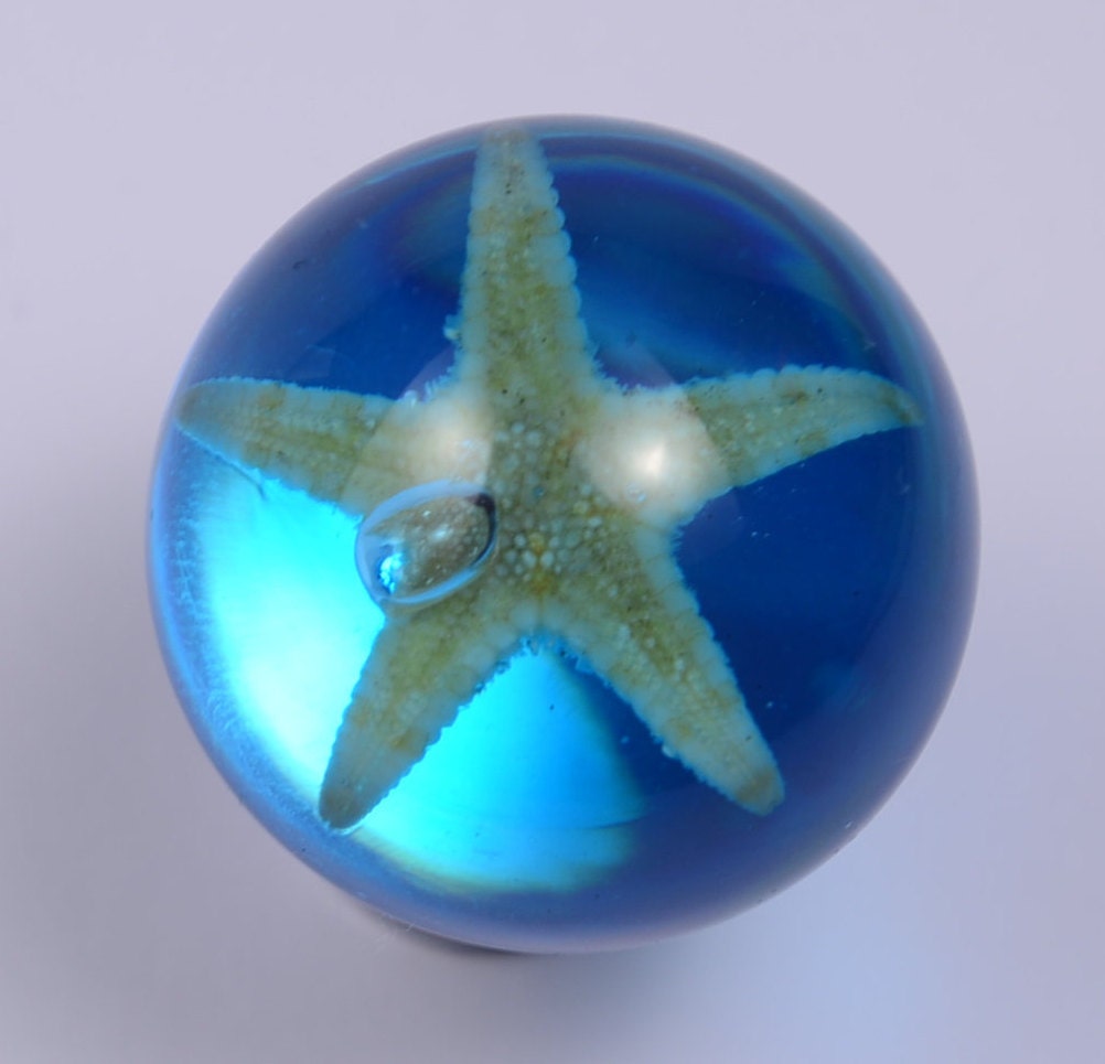 Starfish drawer knob, Ocean blue furniture knobs,
