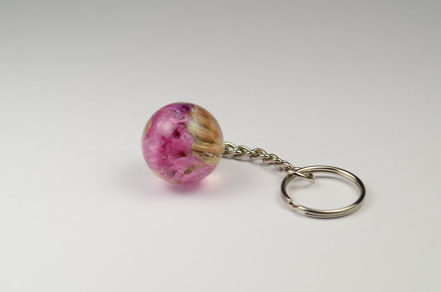 Pink Wildflower in Resin Keychain , Resin flower keychain , Teacher Gifts