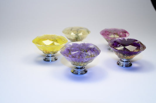 Gift Set of 5 Real Flower Resin Drawer Knobs, Drawer Pulls,  Home Decor ,  personalized gifts for mom