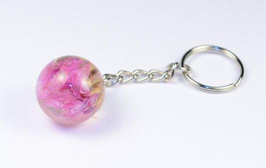 Pink Wildflower in Resin Keychain , Resin flower keychain , Teacher Gifts