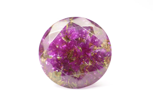 Resin Furniture Knobs with Dark Purple Real flower,Large Drawer knobs,Diamond shape,Kitchen Cupboard Handles, Home decor, Flowers Decoration
