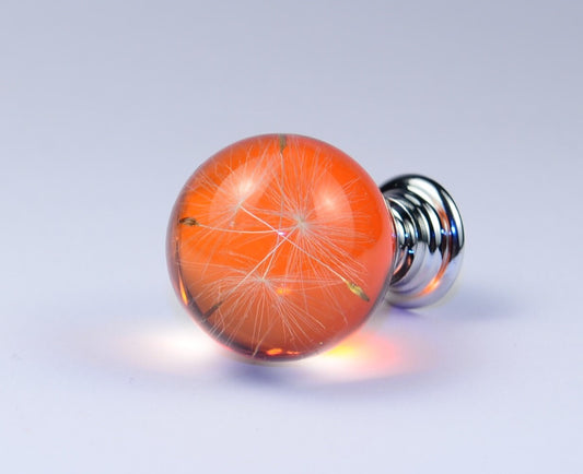 Set of 7 Real Dandelion Seeds Drawer Knobs , Dresser Furniture Knobs , Handmade Gift Knobs
