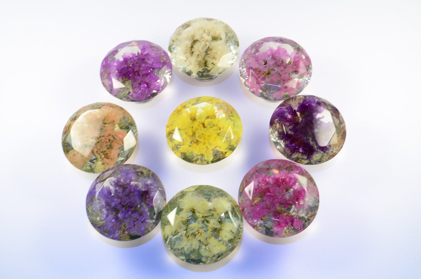 Plant Decor Home, Set of 9 Big With Real Wild Flower Drawer Knobs , Perfect present for women