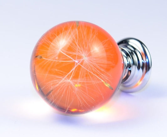 Real Dandelion Seeds Drawer Dresser Furniture Orange Knobs Handmade Gift Knobs