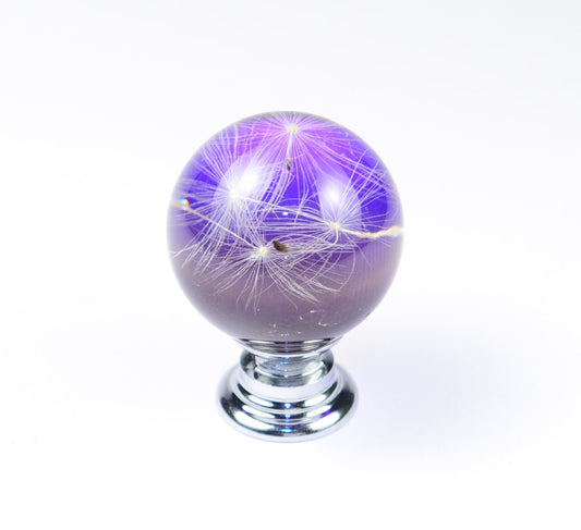 Real Dandelion Seeds Drawer Dresser Furniture Purple Knobs Handmade Gift Knobs